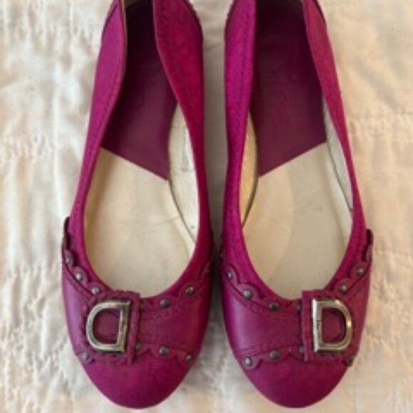 Christian Dior Fuchsia Leather Ballet Flats Size 37 - Picture 1 of 3